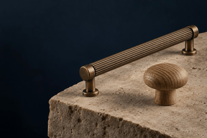 Detail van messing en hout